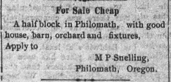 Moses sells half block in Philomath, OR in early 1901